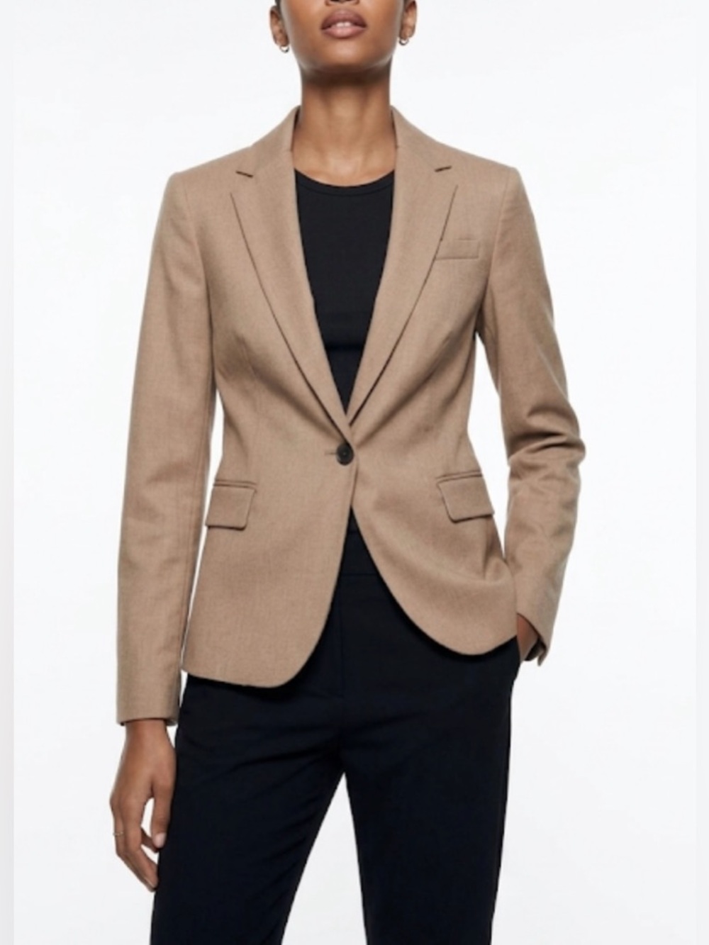 Zara Blazer jacket Women’s Size Small Tan Tailored One-Button